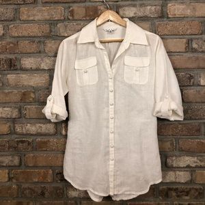 CAbi White Linen Button Shirt Style #982